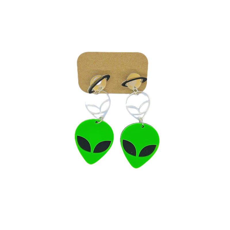 Kitten Rainbow Star Moon Alien Head Earrings