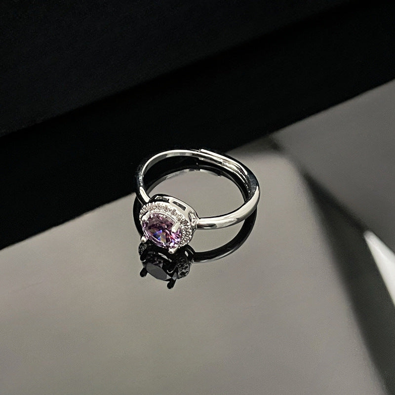 Purple Diamond Zircon High-grade Temperament Open Female Cold Style Rings