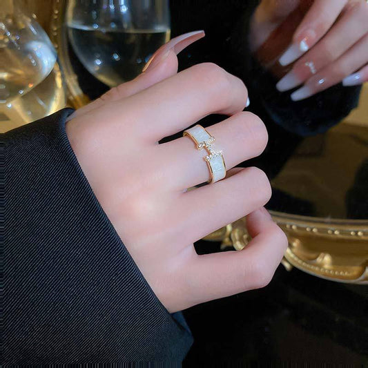 Gold-plated Letter Female Light Luxury Minority Design Rings