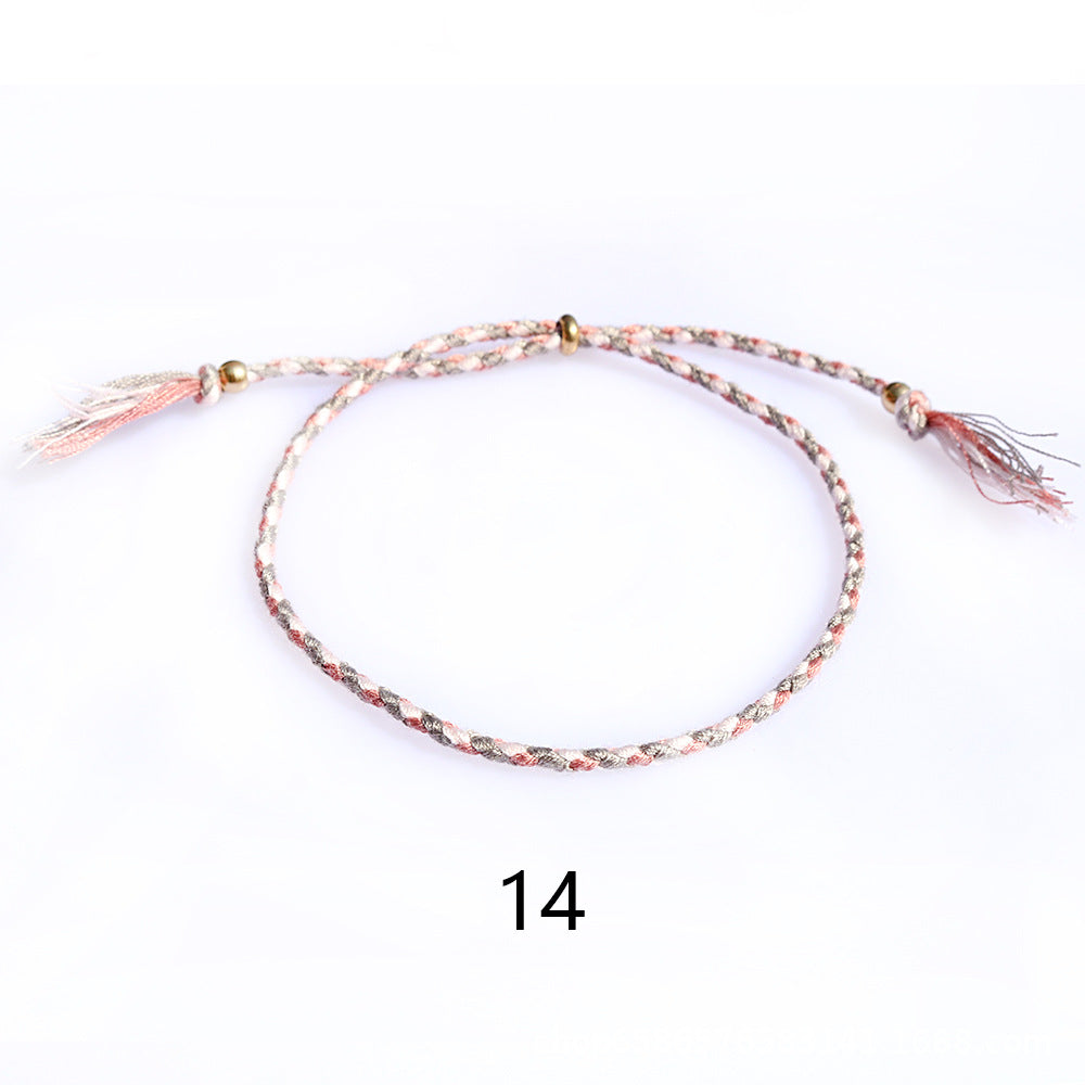 Women's & Men's Colorful Cotton String Friendship Copper Bead Bracelets