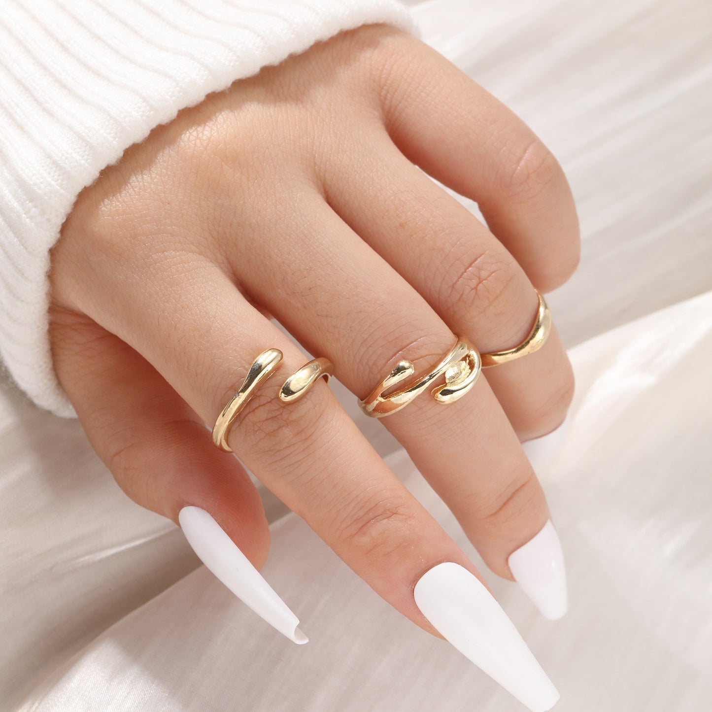 Cold Wind Irregular Texture Suit Set Rings