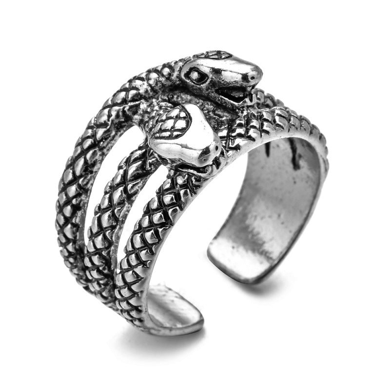 Open Snake Exaggerated Snake-shaped Punk Multiple Rings