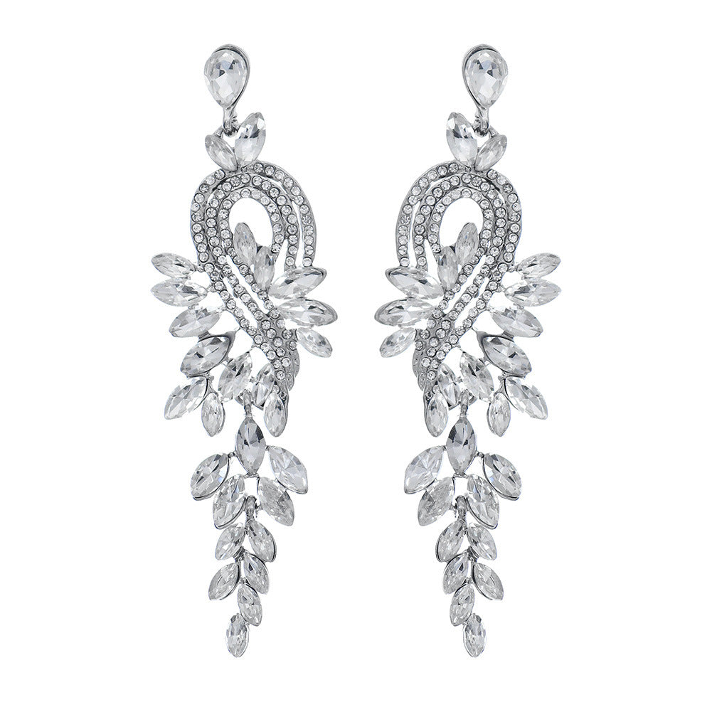 Women's Retro Bridal Exaggerated Super Flash Wedding Banquet High-grade Earrings