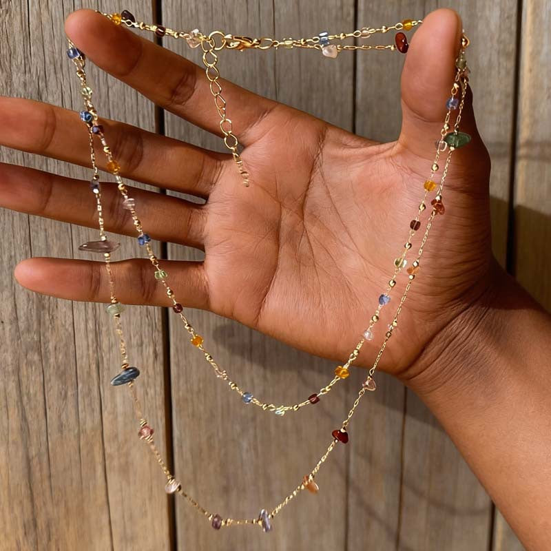 Blocks Stone Summer Sweet Exquisite Versatile Twin Clavicle Necklace