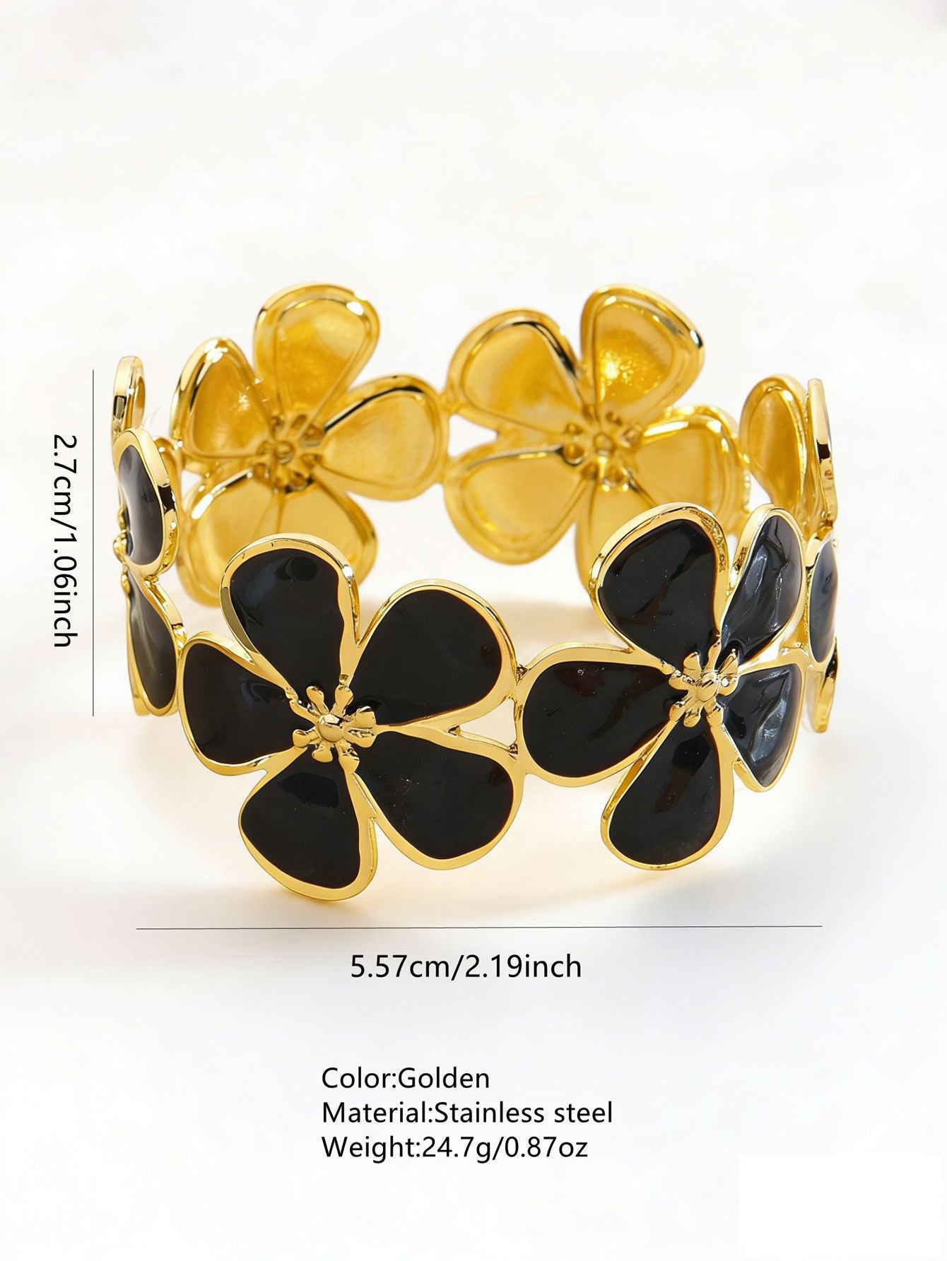 Steel Oil Dripping Cherry Special Interest Light Luxury Flowers Openings Bracelet
