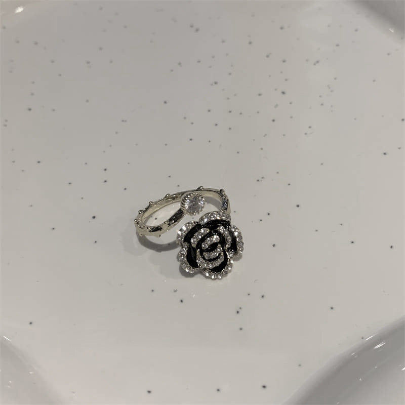 Light Luxury Camellia Open Female Niche Design Advanced Index Rings