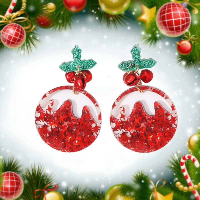 Fashion Sweet Childlike Bell Sequins Tree Earrings