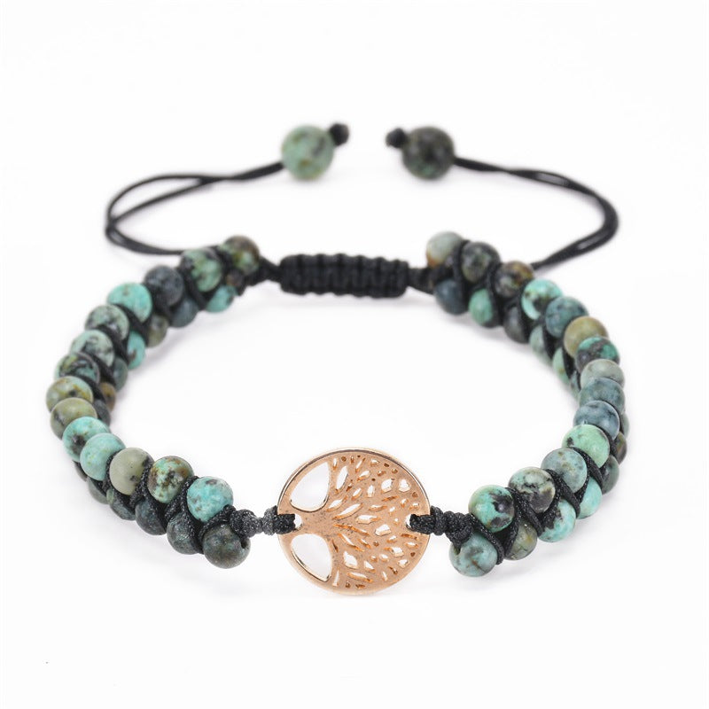 Natural Stone Woven Double Layer Turquoise Bracelets