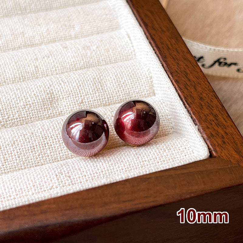 Women's Cherry Red Pearl Ear Niche Style Earrings