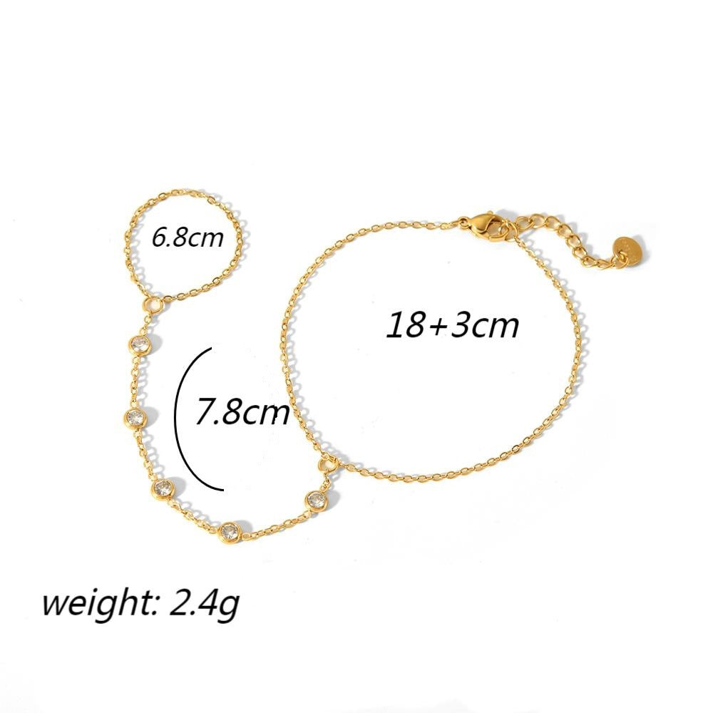 Women's Simple Stainless Steel Finger Chain Integrated Bracelets