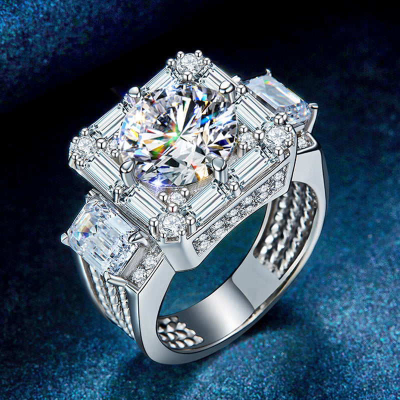 Imitation Moissanite Diamond Luxury Big White Gold Rings