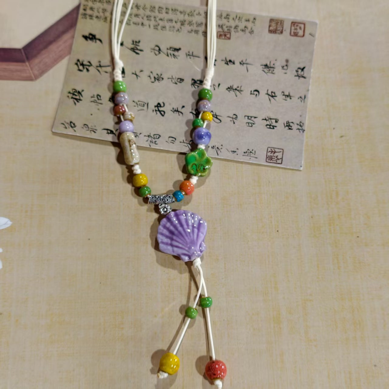 Women's Retro Ethnic Style Ceramic Butterfly Bell Fashionable Necklace