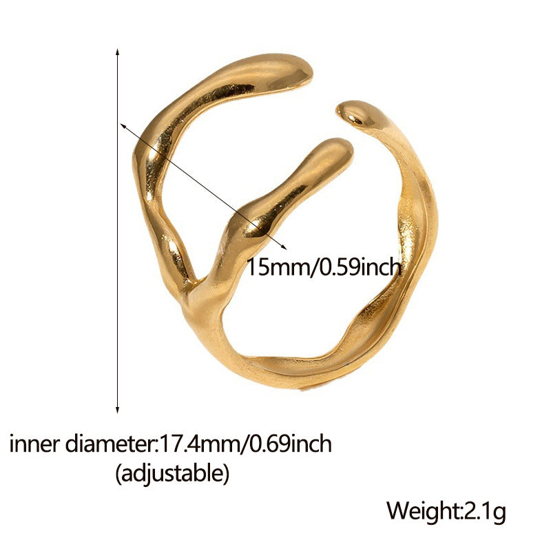 Stainless Steel Opening Adjustable Gold-plated Niche High-grade Rings