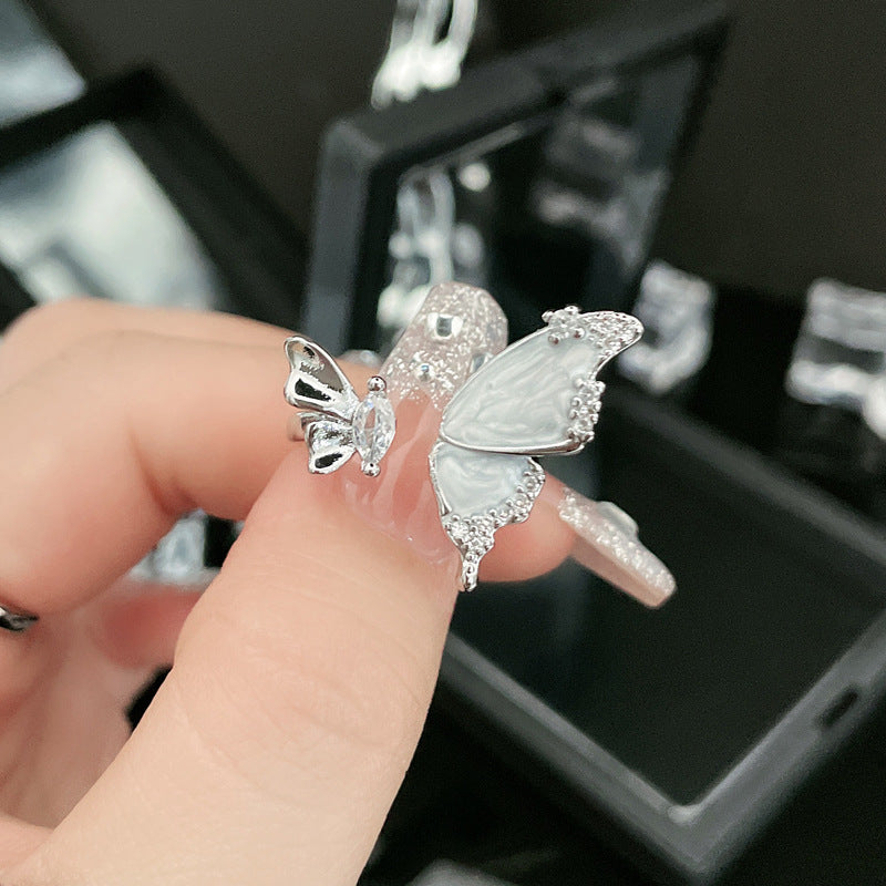 Drip Glazed Open Female Cold Style Light Luxury High-grade Rings