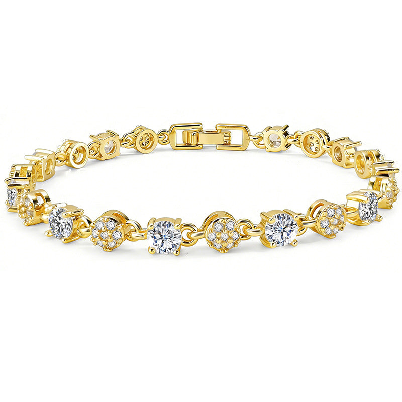 Women's Zircon Fashion Design Light Luxury Chain Gold Bracelet