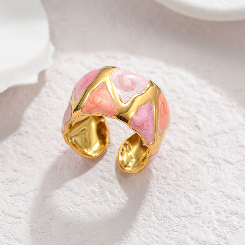 Geometric Irregular Lines Drip Open Fashion Titanium Rings