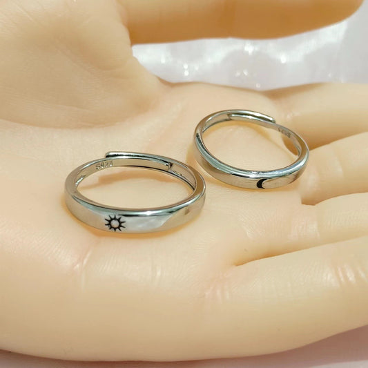 Valentine's Day Simple Sun Moon Lovers Adjustable Opening Vintage Rings