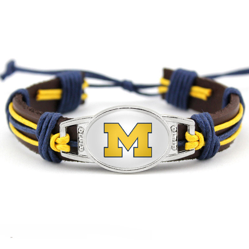 College Team Cowhide Woven Georgian Bulldog Bracelets