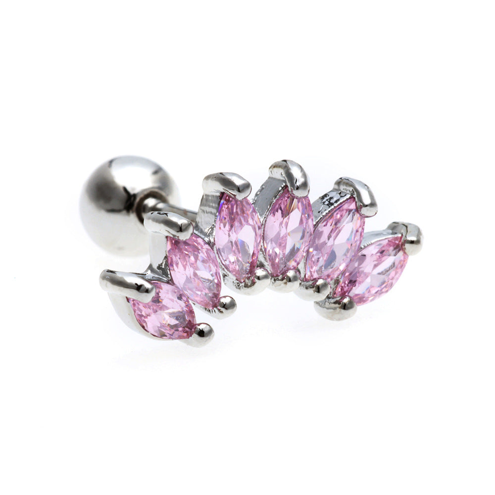 Personality Ear Bone Geometric Micro Inlaid Zircon Stainless Stud Earrings