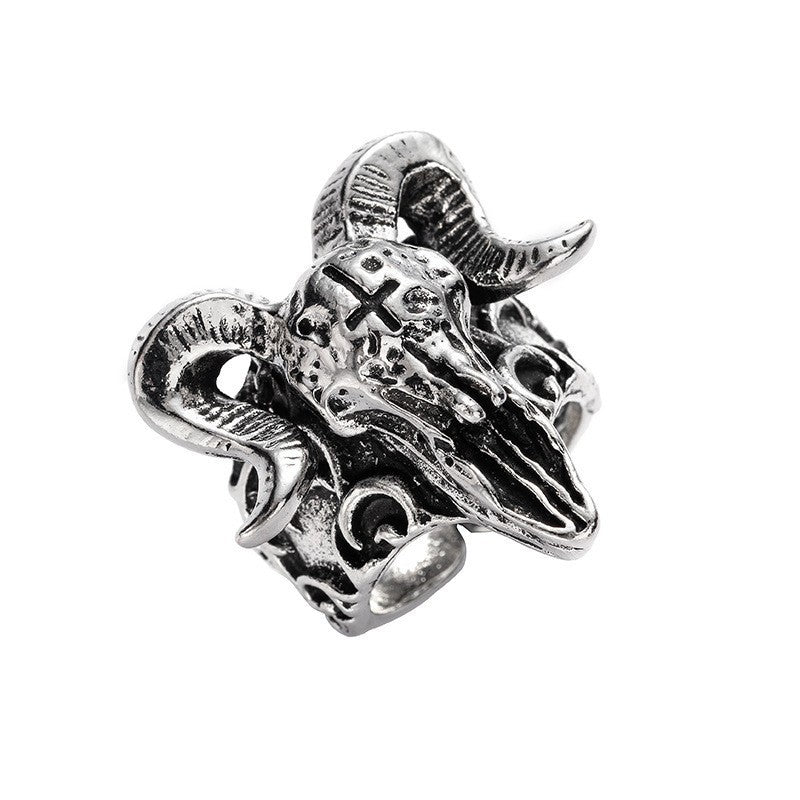 Men's Personality Sheep Head Open Single Index Finger Exaggerated Ring