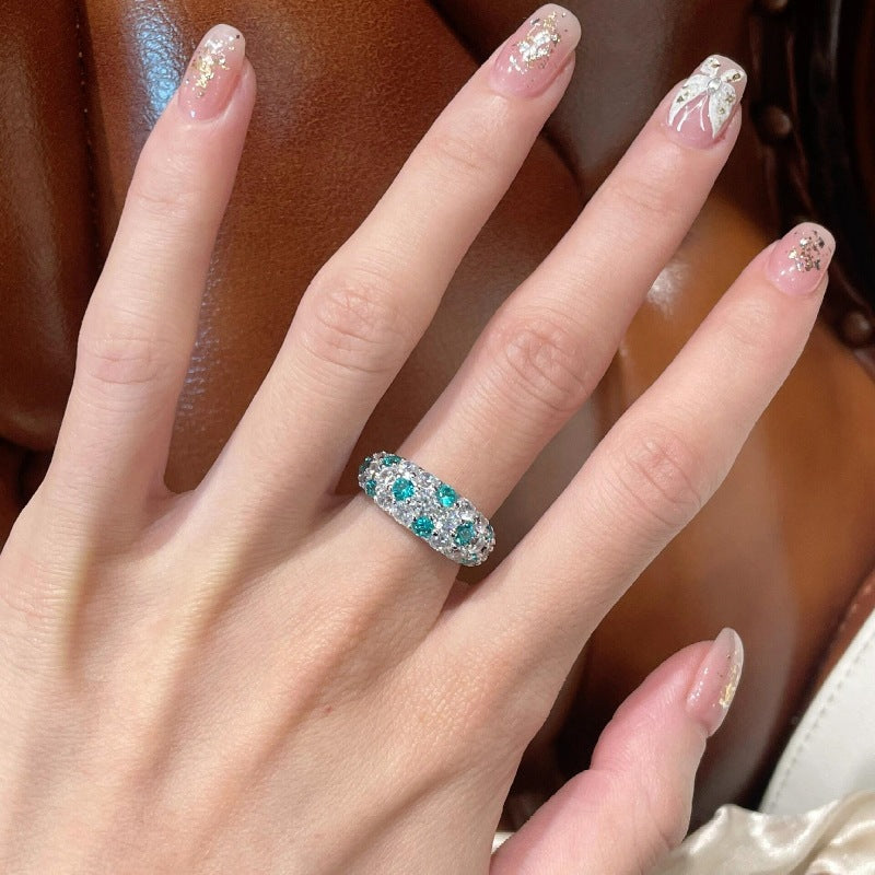 Retro Aloofness Style Paraiba Starry Full Diamond Unique Advanced Jewelry Set