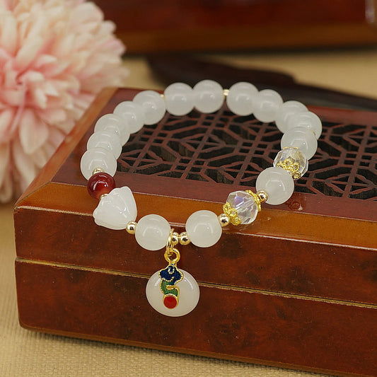 White Jade Safety Buckle Temperament Hand Bracelets