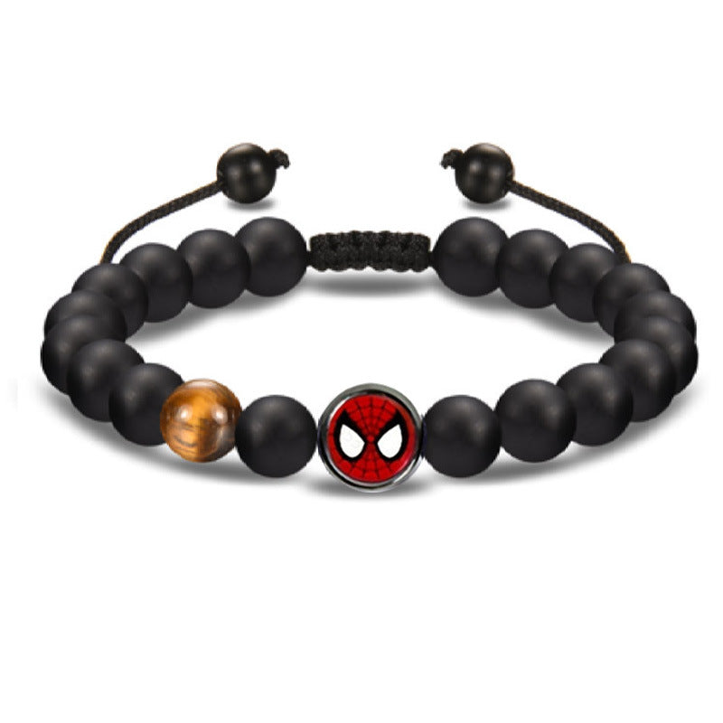 Men's Black Silk Frosted Woven Football Fashion Tigereye Bracelets