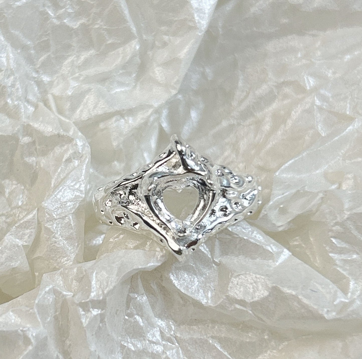 Setting Big Diamond Round Drip Love Open Mouth Inlaid Ring