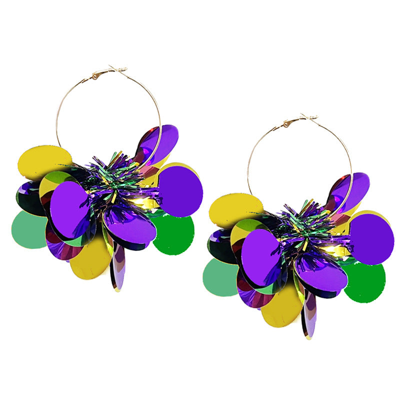 Carnival Atmosphere Sequins Exaggerated Big Ear Earrings