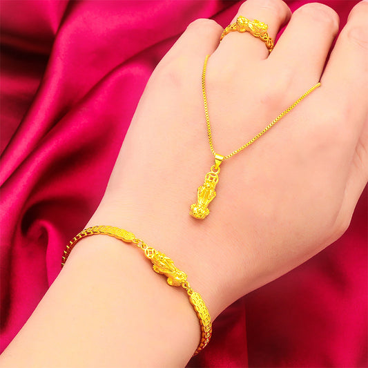 Women's Vietnam Placer Gold Coin Style Jewellery Jewelry Set