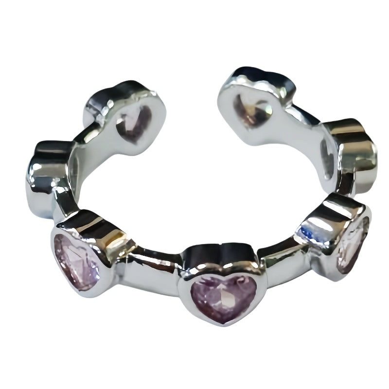 Heart-shaped Full Of Diamond Open-end Zircon Rings