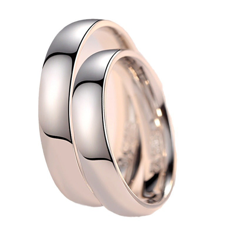 Men's Glossy Inner Arc Couple Closed Mouth Korean Rings