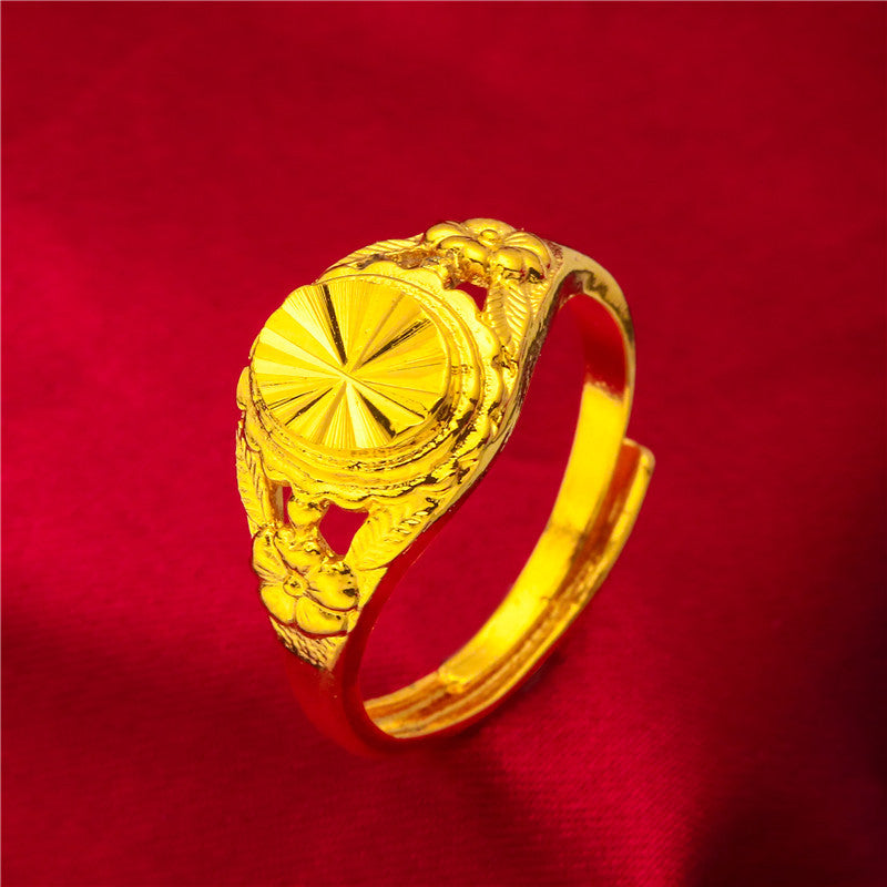 Women's Vietnam Placer Gold Pattern Carven Design Rings