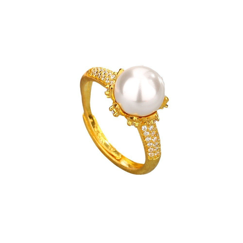 Antique Twist Pearl Gold-plated High Sense Court Rings