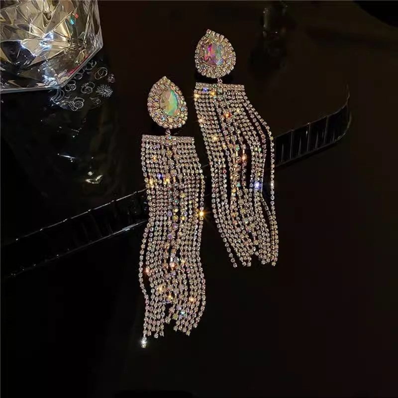 Women's Diamond Long Fringe Fashion Design Eardrops Earrings