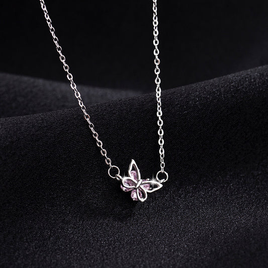 Women's Butterfly For Design Light Luxury Zircon Clavicle Chain Necklaces