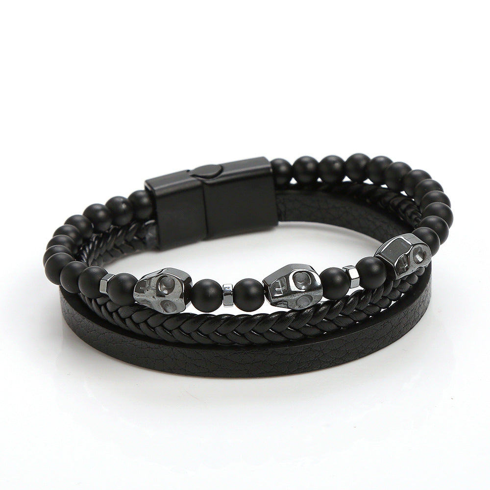 Women's & Men's High-grade Skull Hand-made Stainless Steel Electroplated Bracelets