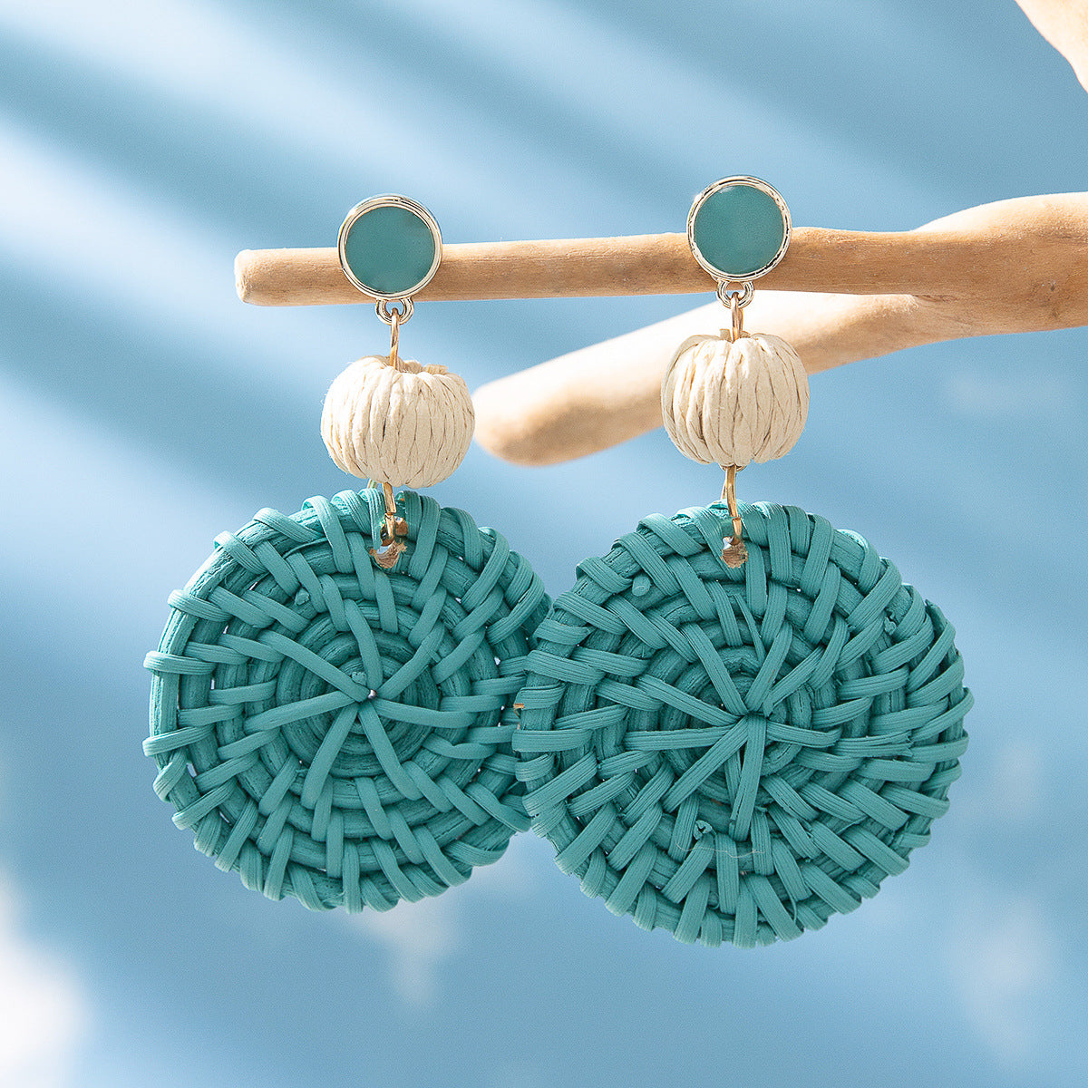 Women's Vacation Style Rattan High-grade Niche Raffia Earrings