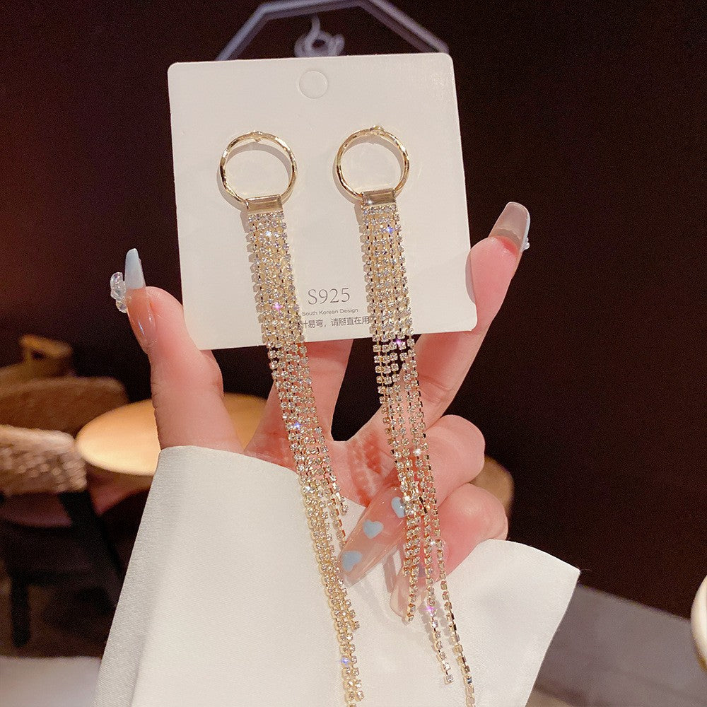 Women's Vintage Tassel Diamond High-grade Ear Minority Earrings