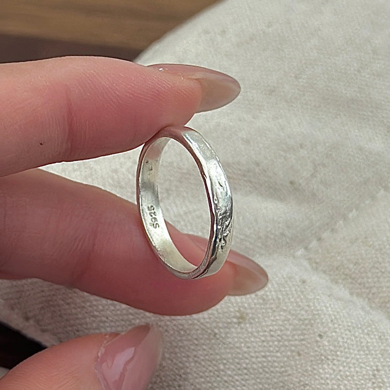 Sier Korean Style Niche Design Retro Simple Ring
