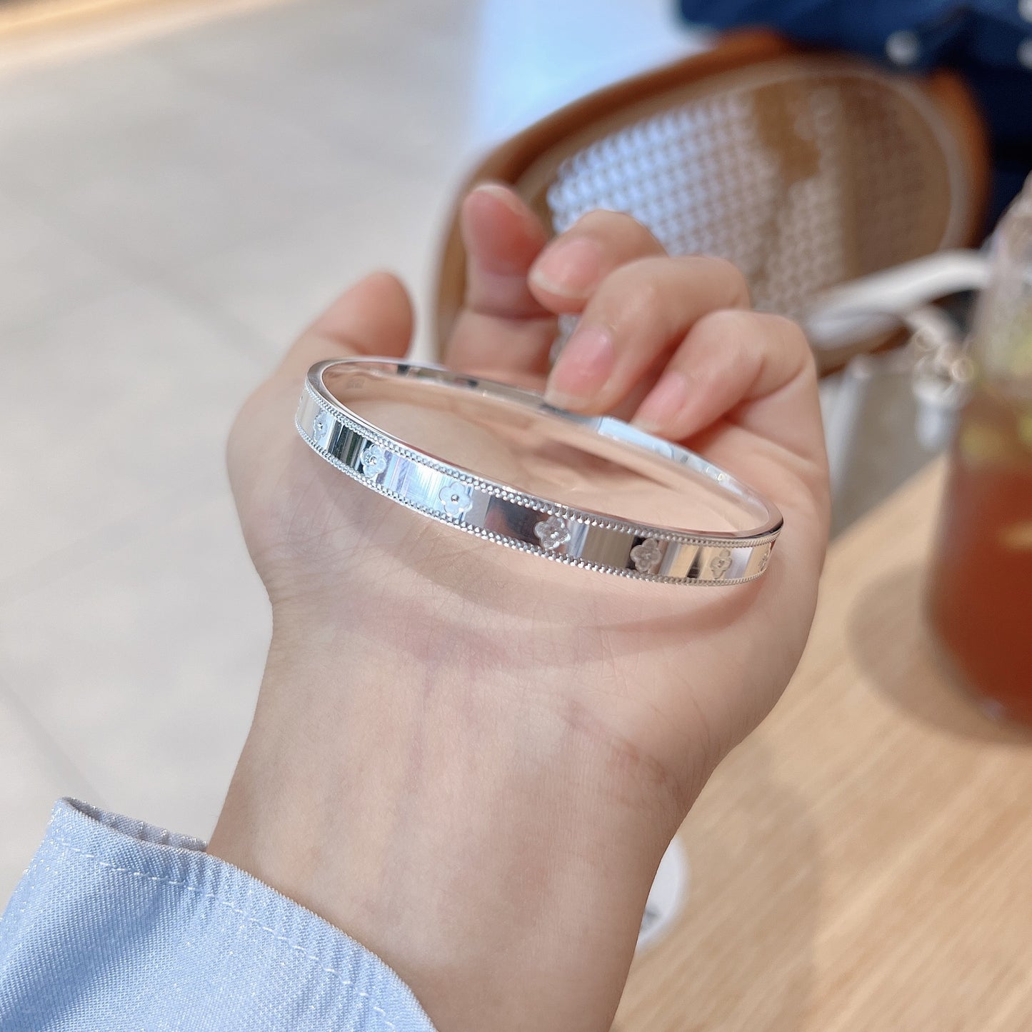 Solid Sier Simple Style Design Versatile Sense Gifts For Bracelet