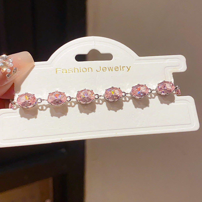Pink Heart Diamond Flower Light Luxury Minority High Sense Fashion Bracelet