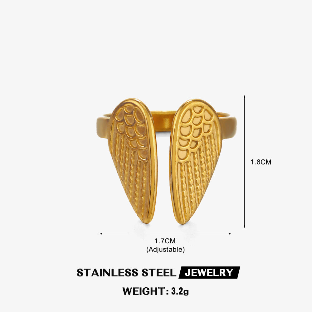 Fashion Gold-plated Stainless Steel Wings Vintage Rings