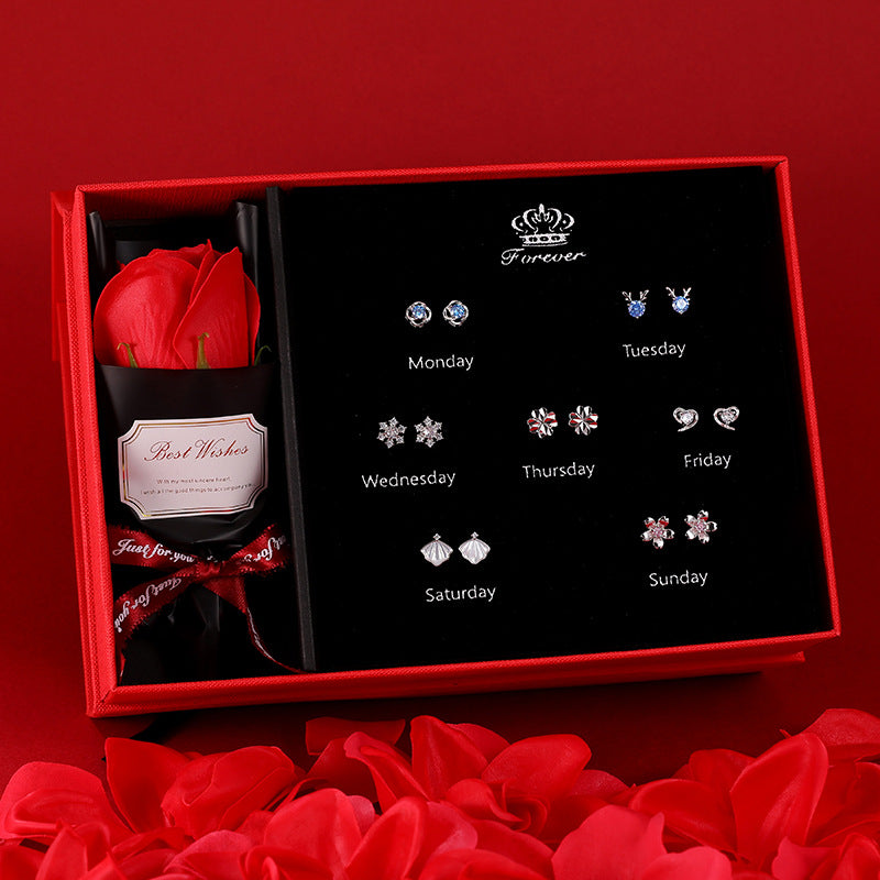 Needle Week Suit Micro Inlaid Zircon Fashion Valentine's Earrings