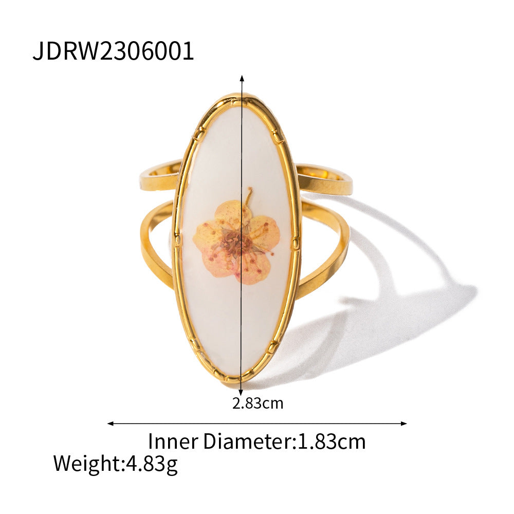 Preserved Fresh Flower Series Stainless Steel Rings