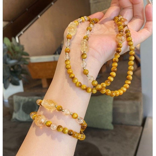 Style Lucky Imitation Citrine Gold Tiger Eye Good Luck Bracelets