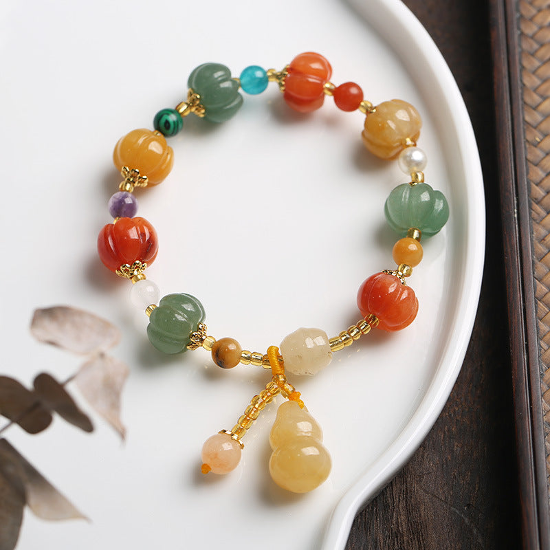 Jewelry Jade Bulge Beads Pumpkin Gourd Ethnic Style Topaz Bracelets