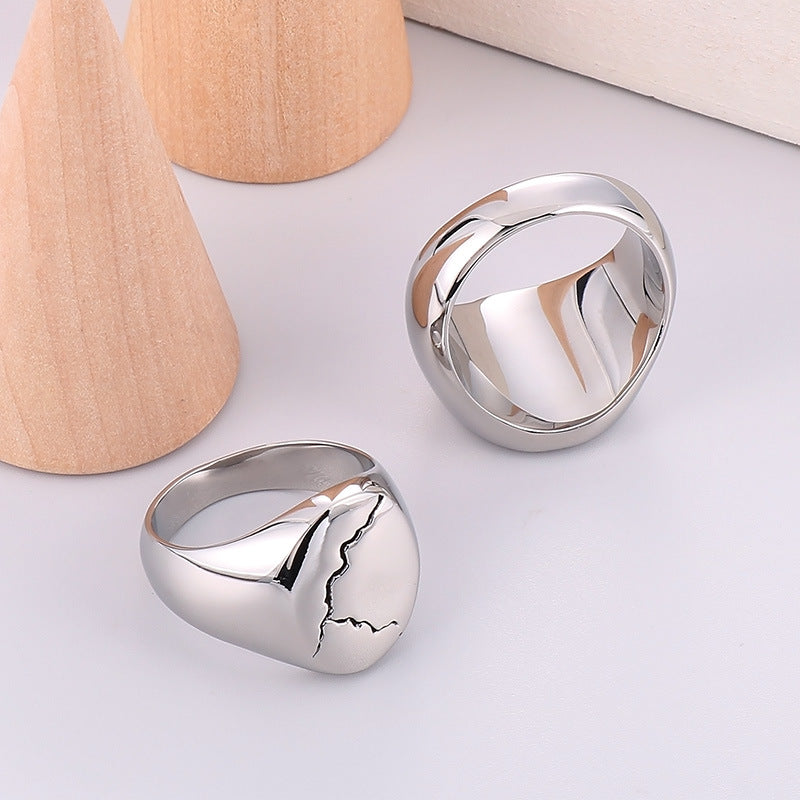 Men's Wide Surface Thumb Simple Personality Design Smear Rings