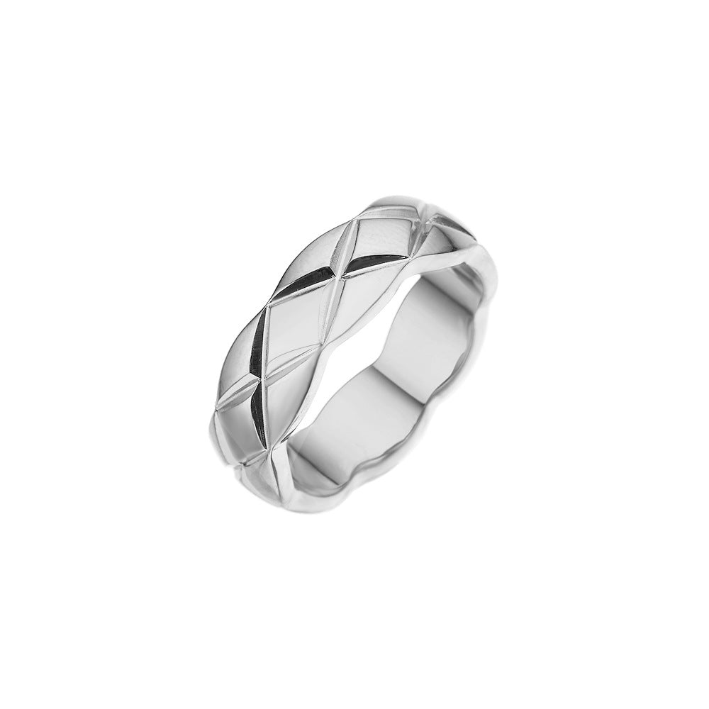 Hot Diamond Titanium Steel Plaid With Rings