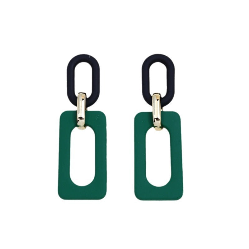 Women's Rectangular Hollow Out Stitching Acrylic Vintage Earrings